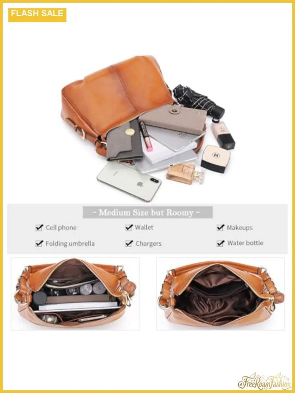 Vintage Leather Hobo Bag Women Adjustable Handle Top Grain Pebbled Cowhide